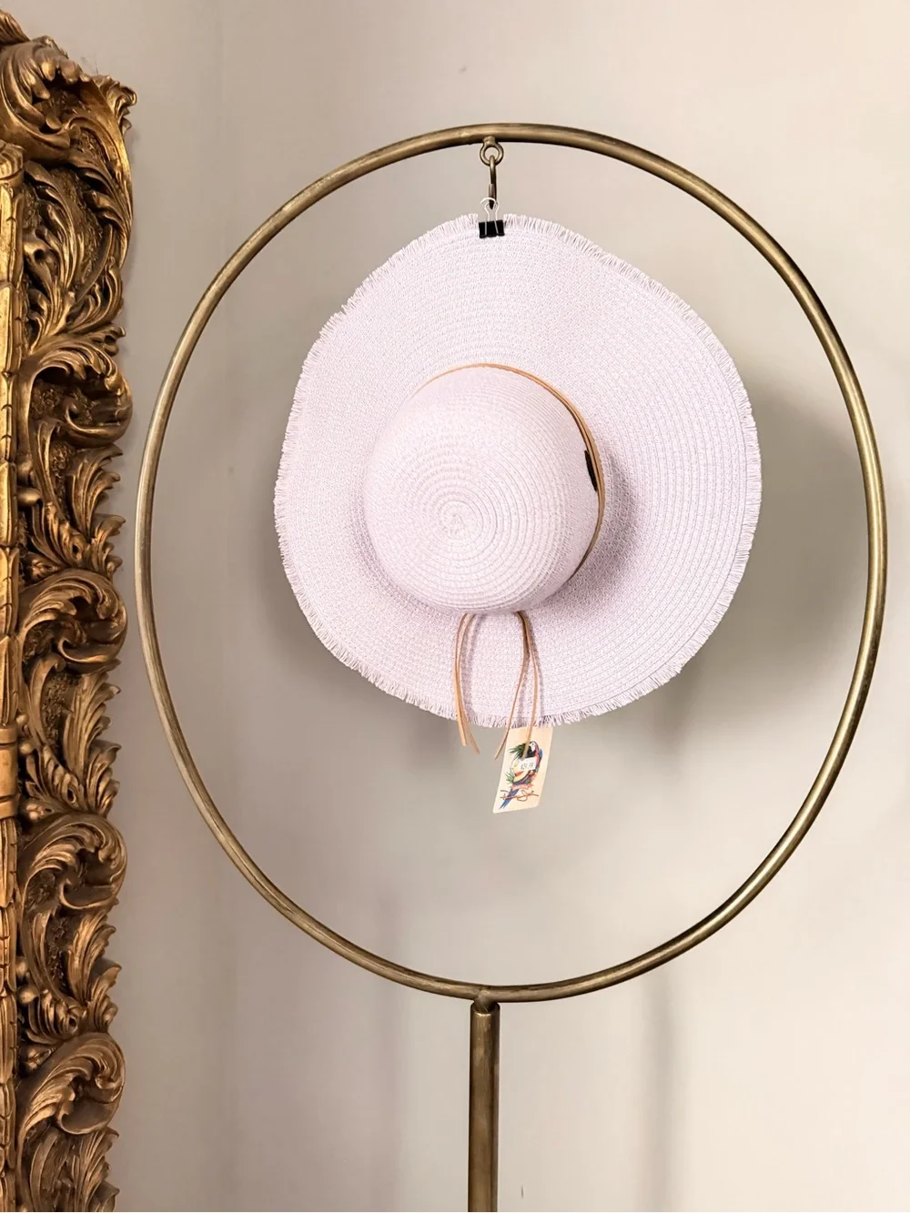 Panama Jack Lilac Wide Brim Sun Hat with Tan Band- Adjustable Size